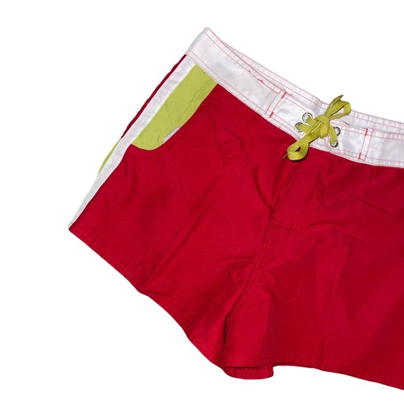 Quiksilver Board Shorts Juniors 7 Red Logo Swimwear Summer Ocean Beach - Picture 2 of 7